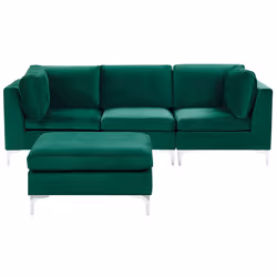 Modular Sofa EVJA Velvet Green with Ottoman 3 Seater