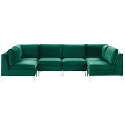 Modular U-Shape Sofa EVJA Velvet Green 6 Seater