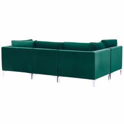 Modular U-Shape Sofa EVJA Velvet Green with Ottoman 6 Seater