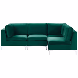 Modular Corner Sofa EVJA Velvet Green 4 Seater Left Hand