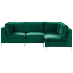 Modular Corner Sofa EVJA Velvet Green 4 Seater Left Hand