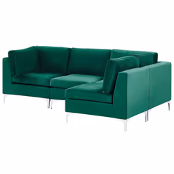 Modular Corner Sofa EVJA Velvet Green 4 Seater Left Hand