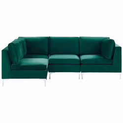 Modular Corner Sofa EVJA Velvet Green 4 Seater Right Hand