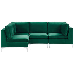 Modular Corner Sofa EVJA Velvet Green 4 Seater Right Hand