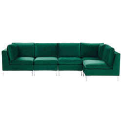 Modular Corner Sofa EVJA Velvet Green 5 Seater Left Hand
