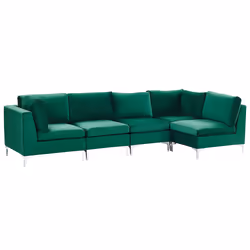 Modular Corner Sofa EVJA Velvet Green 5 Seater Left Hand