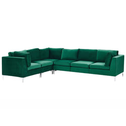 Modular Corner Sofa EVJA Velvet Green 6 Seater Right Hand