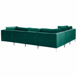 Modular Corner Sofa EVJA Velvet Green 6 Seater Right Hand