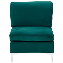 Modular Corner Sofa EVJA Velvet Green with Ottoman 6 Seater Left Hand