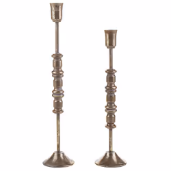 Set of 2 Candle Holders SALAMINA Metal 63/49 cm Gold