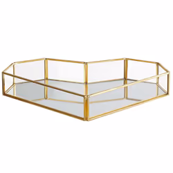 Decorative Tray Heart PONTIVY Mirrored Glass Gold