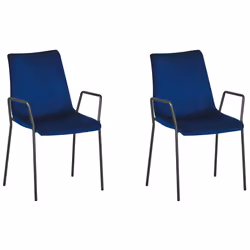Set of 2 Dining Chairs JEFFERSON Velvet Dark Blue