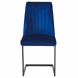 Set of 2 Dining Chairs LAVONIA Velvet Navy Blue
