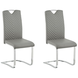 Set of 2 Dining Chairs PICKNES Faux Leather Light Grey