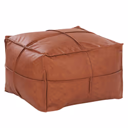 Pouffe BORI Faux Leather Brown 73 cm 73 cm 46 cm