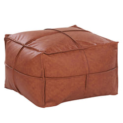 Pouffe BORI Faux Leather Brown 73 cm 73 cm 46 cm