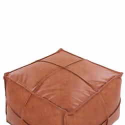 Pouffe BORI Faux Leather Brown 73 cm 73 cm 46 cm