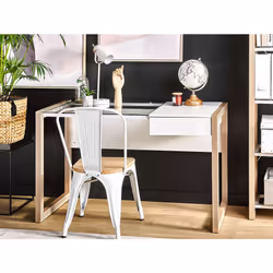 Home Office Desk JENKS White 120 cm 60 cm with Storage