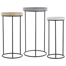Set of 3 Side Tables TEXON Black