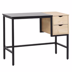 Home Office Desk HARPER Black 100 cm 48 cm with Storage