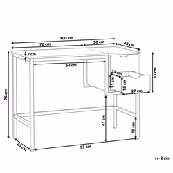 Home Office Desk HARPER Black 100 cm 48 cm with Storage
