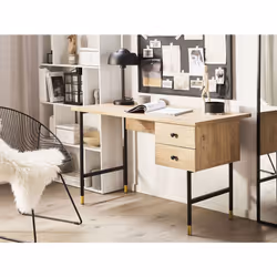 Home Office Desk ABILEN Light Brown 120 cm 60 cm with Storage