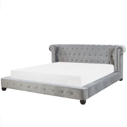 Bed Velvet CAVAILLON 180 x 200 cm (EU Super King) Light Grey