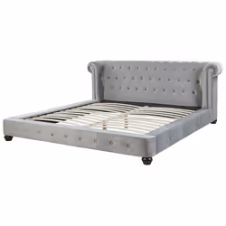 Bed Velvet CAVAILLON 180 x 200 cm (EU Super King) Light Grey - Additional view 5