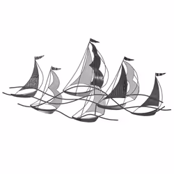 Wall Decor Ship AMERICIUM Metal 67 cm Silver