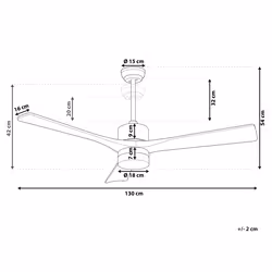 Ceiling Fan with Light ARUWIMI II with Remote Brass