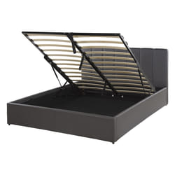 Ottoman Bed Faux Leather DREUX 140 x 200 cm (EU Double) Dark Grey