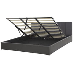Ottoman Bed Faux Leather DREUX 180 x 200 cm (EU Super King) Dark Grey