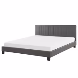 Bed Faux Leather POITIERS 180 x 200 cm (EU Super King) Grey