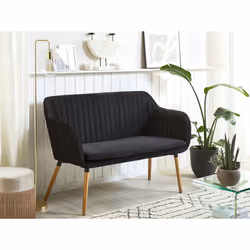 Upholstered Bench TABY Velvet Black 2 Seater
