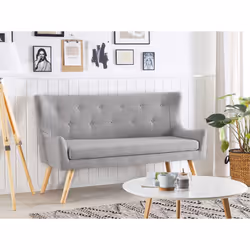 Upholstered Bench SKIBBY Fabric Light Grey 2 Seater