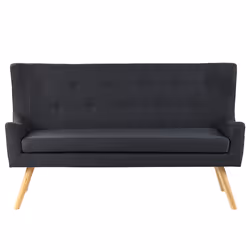 Upholstered Bench SKIBBY Fabric Black 2 Seater