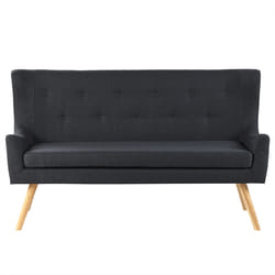 Upholstered Bench SKIBBY Fabric Black 2 Seater