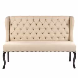 Upholstered Bench TORSBY Fabric Beige 2 Seater