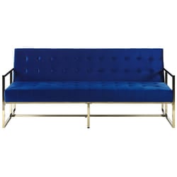 Sofa Bed MARSTAL Velvet Navy Blue 3 Seater
