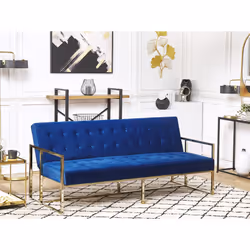 Sofa Bed MARSTAL Velvet Navy Blue 3 Seater