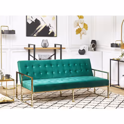 Sofa Bed MARSTAL Velvet Emerald Green 3 Seater