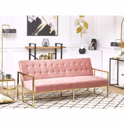 Sofa Bed MARSTAL Velvet Pink 3 Seater