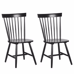 Set of 2 Dining Chairs BURGES Wood Black