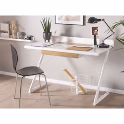 Home Office Desk FOCUS White 120 cm 60 cm with Storage