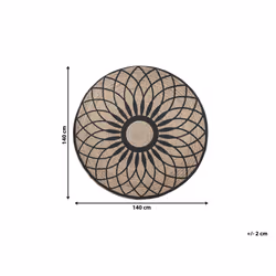 Round Area Rug 140 cm Beige with Black KULLAR