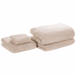 Set of 4 Towels ATAI Cotton Beige