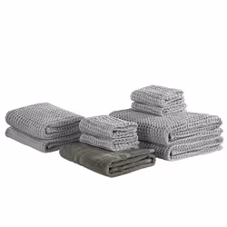 Set of 9 Cotton Towels Grey AREORA