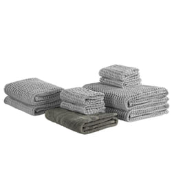 Set of 9 Cotton Towels Grey AREORA