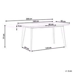 Extending Dining Table MOSBY White/ Gold 160/200 cm 90 cm