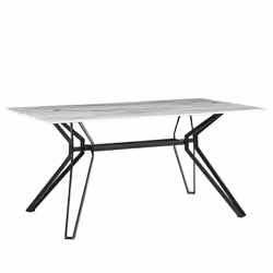 Dining Table BALLINA White 160 cm 90 cm Tempered Glass